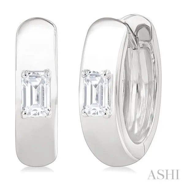1/6 Ctw Octagon Shape Diamond Petite Huggie Earrings in 10K White Gold Hart's Jewelers Grants Pass, OR