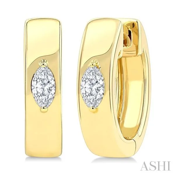 1/6 Ctw Marquise Shape Diamond Petite Huggie Earrings in 10K Yellow Gold Hart's Jewelers Grants Pass, OR