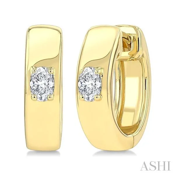 1/6 Ctw Oval Shape Diamond Petite Huggie Earrings in 10K Yellow Gold Hart's Jewelers Grants Pass, OR