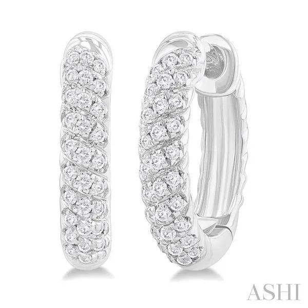 1/5 Ctw Petite Swirl Pattern Round Cut Diamond Fashion Huggies in 10K White Gold Hart's Jewelers Grants Pass, OR