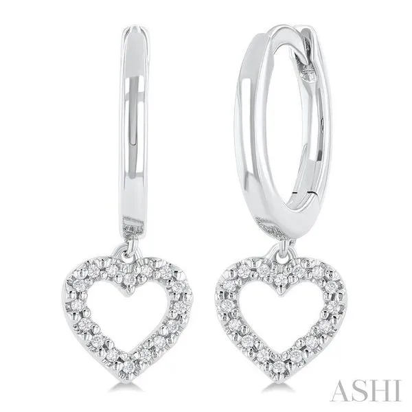1/10 Ctw Petite Heart Shape Round Cut Diamond Fashion Huggies Earrings in 10K White Gold Hart's Jewelers Grants Pass, OR