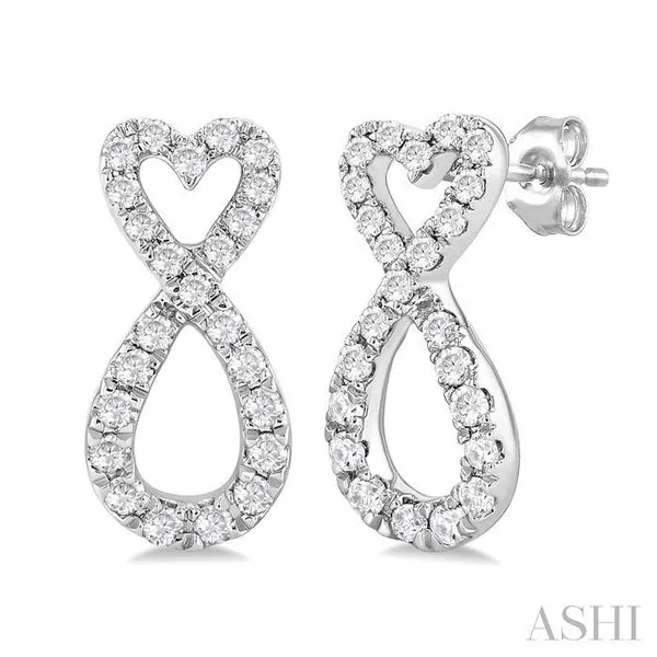 1/4 Ctw Infinity Heart Round Cut Diamond Fashion Earring in 10K White Gold Hart's Jewelers Grants Pass, OR