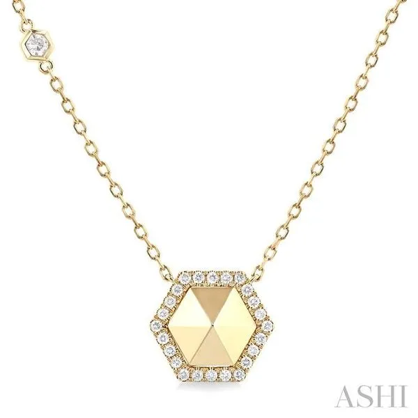 1/4 Ctw Petite Hexagon Round Cut Diamond Halo Fashion Necklace in 14K Yellow Gold Hart's Jewelers Grants Pass, OR