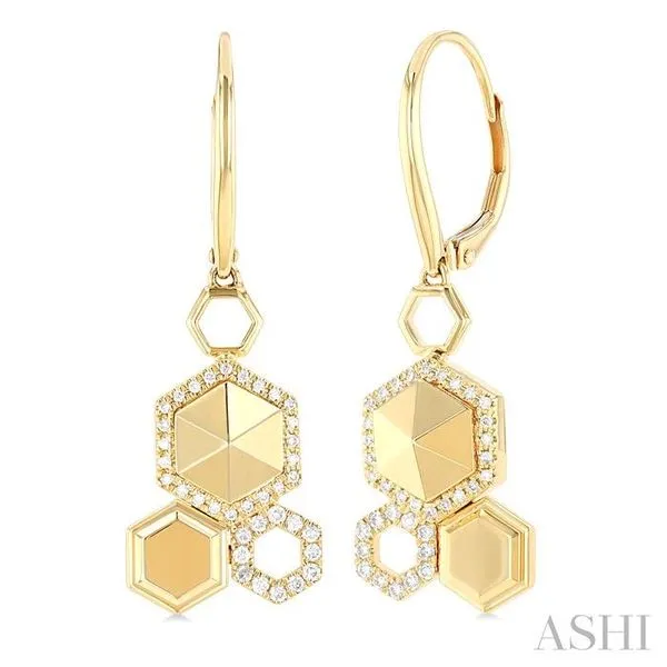 1/4 Ctw Hexagon Motif Single Cut Diamond Fashion Hanging Earrings in 14K Yellow Gold Hart's Jewelers Grants Pass, OR