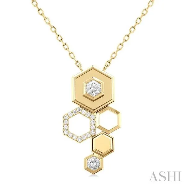 3/8 Ctw Asymmetric Hexagon Motif Round Cut Diamond Fashion Pendant With Chain in 14K Yellow Gold Hart's Jewelers Grants Pass, OR