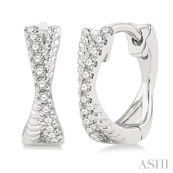 1/6 Ctw Petite Criss-Cross Rope and Round Cut Diamond Fashion Huggies in 10K White Gold Hart's Jewelers Grants Pass, OR