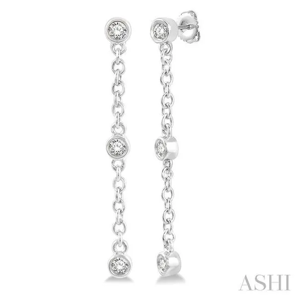 1/6 Ctw Circular Shape 3-Station Round Cut Diamond Drop Earring in 10K White Gold Hart's Jewelers Grants Pass, OR