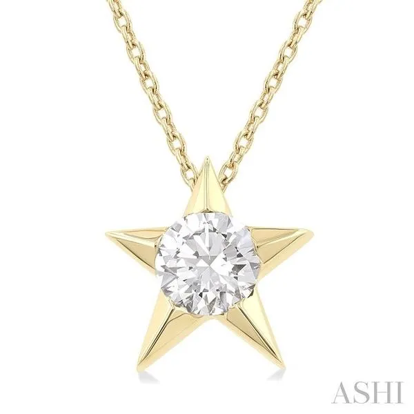 1/2 Ctw Star Round Cut Diamond Fashion Pendant With Chain in 14K Yellow Gold Hart's Jewelers Grants Pass, OR