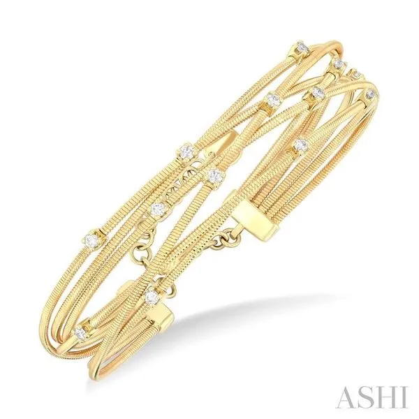 1/2 Ctw Criss-Cross Network Round Cut Diamond Fashion Spring Bangle in 14K Yellow Gold Hart's Jewelers Grants Pass, OR