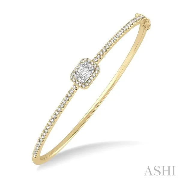 1 Ctw Emerald Shape Fusion Baguette and Round Cut Diamond Stackable Bangle in 14K Yellow and White Gold Hart's Jewelers Grants Pass, OR
