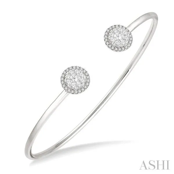 5/8 Ctw Lovebright Open Cuff Round Cut Diamond Stackable Bangle in 14K White Gold Hart's Jewelers Grants Pass, OR