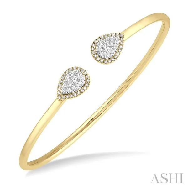 5/8 Ctw Pear Shape Lovebright Open Cuff Diamond Bangle in 14K Yellow and White Gold Hart's Jewelers Grants Pass, OR
