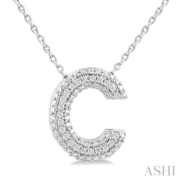 1/20 Ctw Bubble Accent Initial 'C' Round Cut Diamond Fashion Pendant With Chain in Sterling Silver Hart's Jewelers Grants Pass, OR