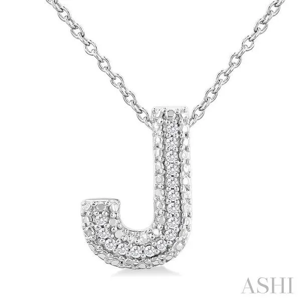 1/20 Ctw Bubble Accent Initial 'J' Round Cut Diamond Fashion Pendant With Chain in Sterling Silver Hart's Jewelers Grants Pass, OR