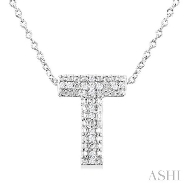 1/20 Ctw Bubble Accent Initial 'T' Round Cut Diamond Fashion Pendant With Chain in Sterling Silver Hart's Jewelers Grants Pass, OR