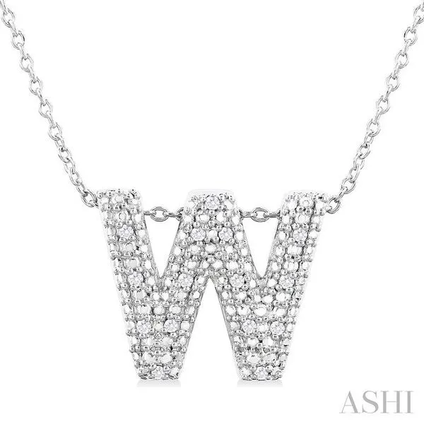 1/20 Ctw Bubble Accent Initial 'W' Round Cut Diamond Fashion Pendant With Chain in Sterling Silver Hart's Jewelers Grants Pass, OR