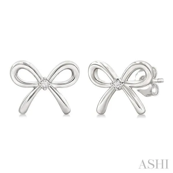 1/50 Ctw Bow Round Cut Diamond Fashion Earrings in Sterling Silver Hart's Jewelers Grants Pass, OR