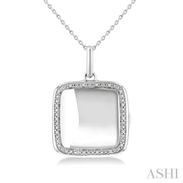 1/10 Ctw Square Shape Round Cut Diamond Keepsake Locket Pendant With Chain in Sterling Silver Hart's Jewelers Grants Pass, OR