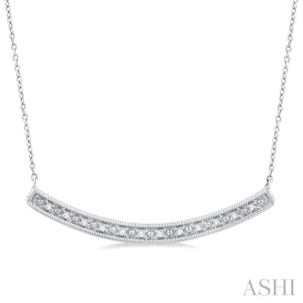 1/20 Ctw Single Cut Diamond Curved Bar Pendant With Chain in Sterling Silver Hart's Jewelers Grants Pass, OR