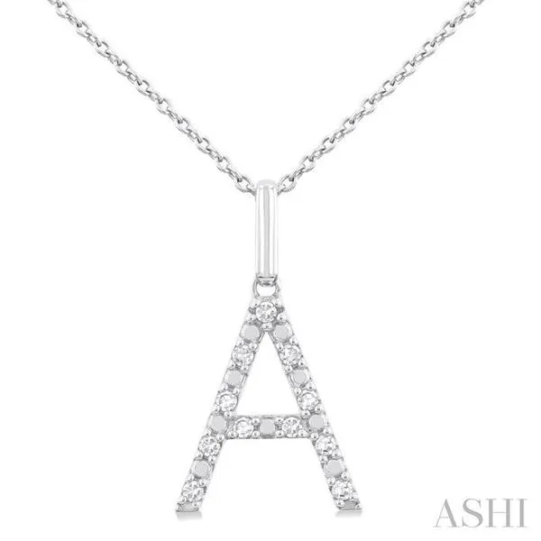 1/10 Ctw Initial 'A' Round Cut Diamond Fashion Pendant With Chain in Sterling Silver Hart's Jewelers Grants Pass, OR