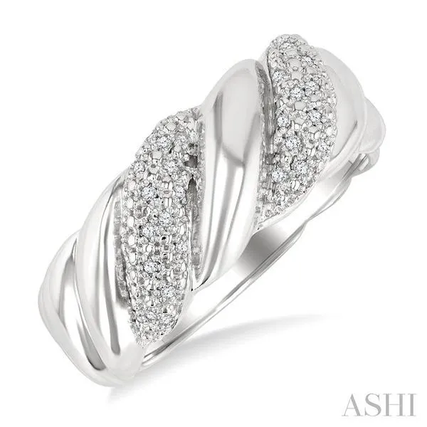 1/10 Ctw Bold Ribbed Swirl Single Cut Diamond Bold Fashion Band in Sterling Silver Hart's Jewelers Grants Pass, OR