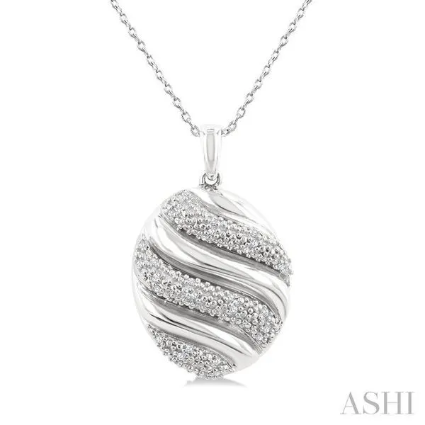 1/10 Ctw Bold Twisted Rib Round Cut Diamond Bold Fashion Pendant With Chain in Sterling Silver Hart's Jewelers Grants Pass, OR