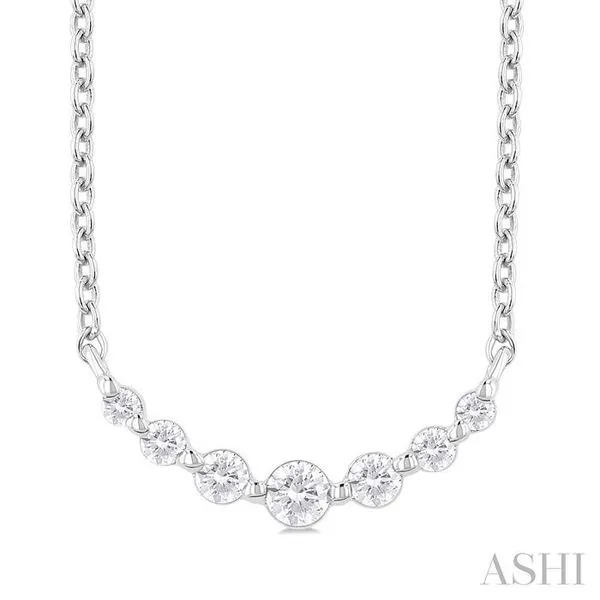 1/8 Ctw Petite Smile Graduated Round Cut Diamond Necklace in Sterling Silver Hart's Jewelers Grants Pass, OR