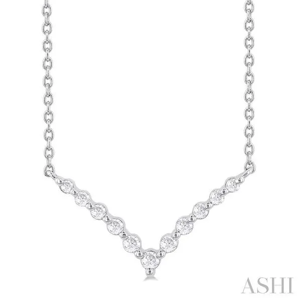 1/8 Ctw Petite Chevron Round Cut Diamond Pendant With Chain in Sterling Silver Hart's Jewelers Grants Pass, OR