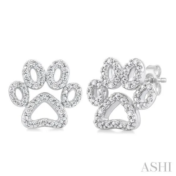 1/20 Ctw Dog Paw Round Cut Diamond Fashion Stud Earring in Sterling Silver Hart's Jewelers Grants Pass, OR