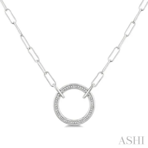 1/10 Ctw Round Cut Diamond Circle Pendant With Paperclip Chain in Sterling Silver Hart's Jewelers Grants Pass, OR