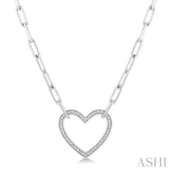 1/10 Ctw Round Cut Diamond Heart Pendant With Paperclip Chain in Sterling Silver Hart's Jewelers Grants Pass, OR