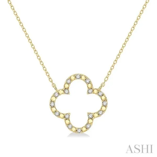 1/10 Ctw Round Cut Diamond Clover Pendant in Gold Plated Sterling Silver with Chain Hart's Jewelers Grants Pass, OR