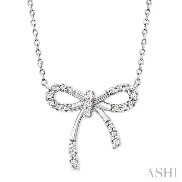 1/10 Ctw Bow Single Cut Diamond Fashion Pendant With Chain in Sterling Silver Hart's Jewelers Grants Pass, OR