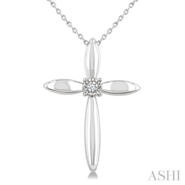 1/50 Ctw Round Cut Diamond Fashion Cross Pendant With Chain in Sterling Silver Hart's Jewelers Grants Pass, OR
