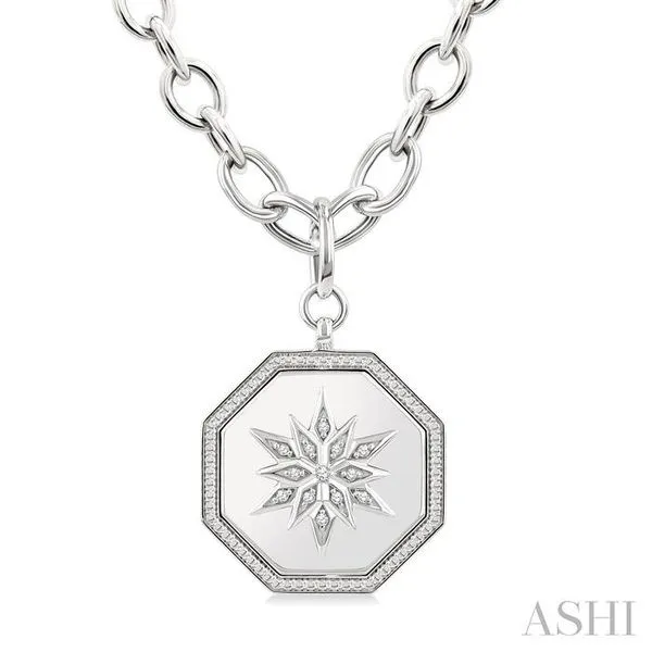 1/20 Ctw Octagon Shape medallion Single Cut Diamond Star Pendant With Chain in Sterling Silver Hart's Jewelers Grants Pass, OR