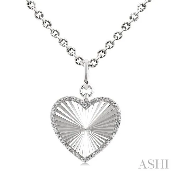 1/10 Ctw Heart Fluted Medallion Single Cut Diamond Pendant With Chain in Sterling Silver Hart's Jewelers Grants Pass, OR