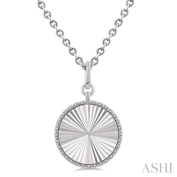 1/10 Ctw Round Fluted Medallion Single Cut Diamond Pendant With Chain in Sterling Silver Hart's Jewelers Grants Pass, OR