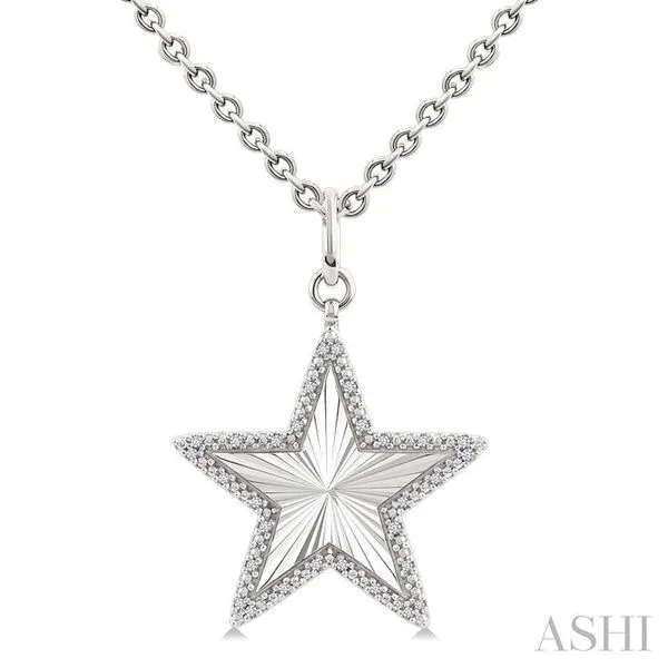 1/10 Ctw Star Fluted Medallion Single Cut Diamond Pendant With Chain in Sterling Silver Hart's Jewelers Grants Pass, OR