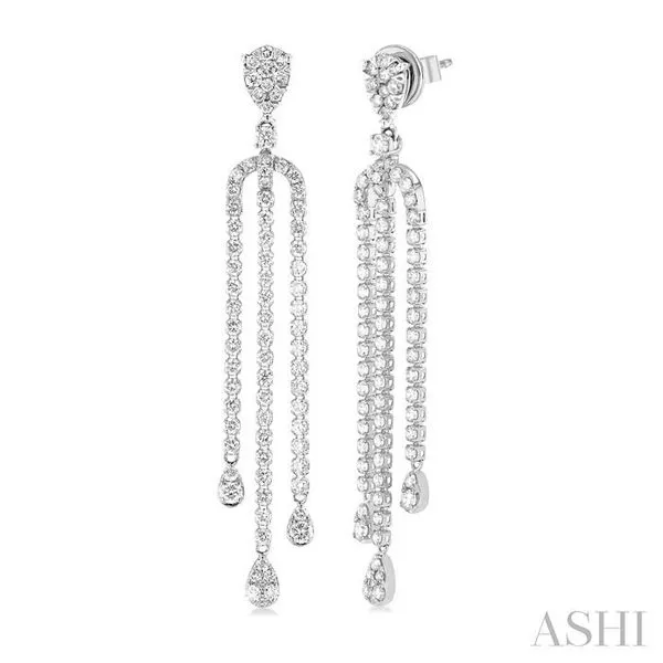 2 Ctw Lovebright Pear Shape Round Cut Diamond Dangle Earrings in 14K White Gold Hart's Jewelers Grants Pass, OR