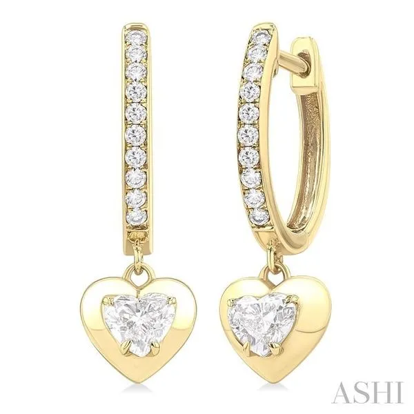 1/2 Ctw Heart Shape Dome Round Cut Diamond Fashion Huggie Earrings in 14K Yellow Gold Hart's Jewelers Grants Pass, OR