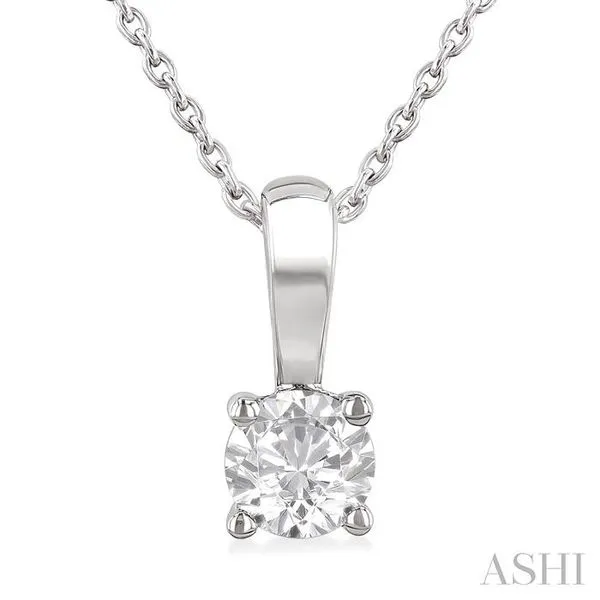 1/2 Ctw Prong Set Round Cut Diamond Solitaire Pendant With Chain in 14K White Gold Hart's Jewelers Grants Pass, OR