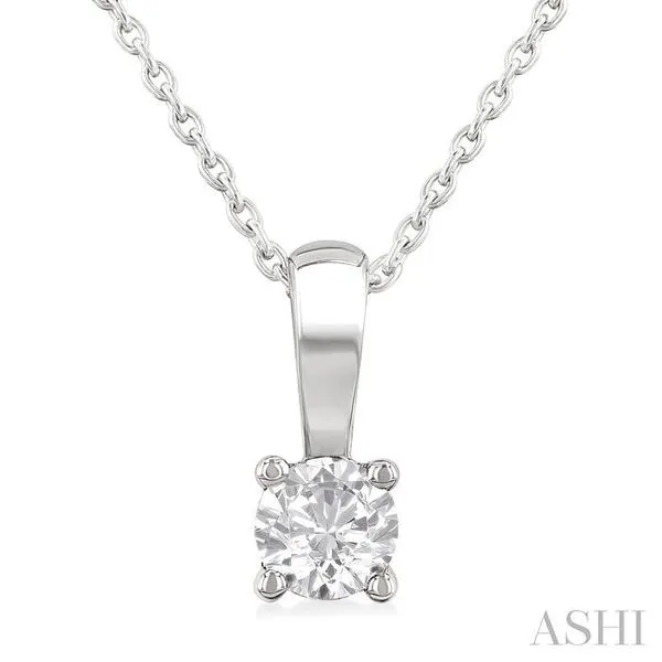1/3 Ctw Prong Set Round Cut Diamond Solitaire Pendant With Chain in 14K White Gold Hart's Jewelers Grants Pass, OR