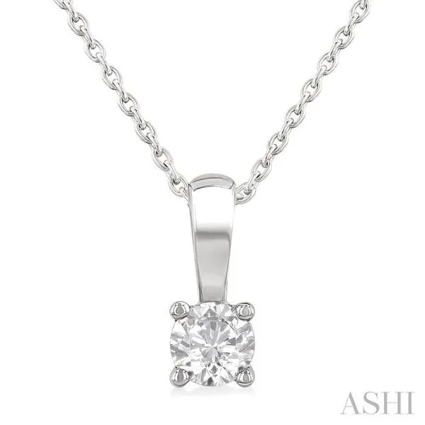 1/4 Ctw Prong Set Round Cut Diamond Solitaire Pendant With Chain in 14K White Gold Hart's Jewelers Grants Pass, OR