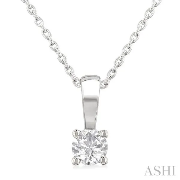 1/5 Ctw Prong Set Round Cut Diamond Solitaire Pendant With Chain in 14K White Gold Hart's Jewelers Grants Pass, OR
