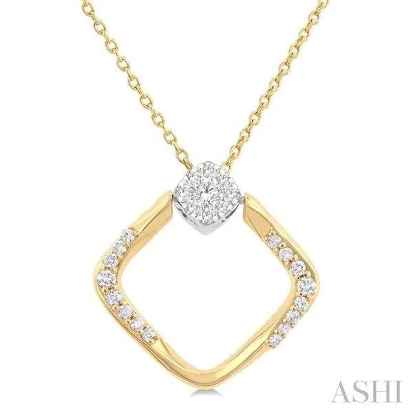 1/5 Ctw Cushion Shape Lovebright Round Cut Diamond Pendant With Chain in 10K Yellow and White Gold Hart's Jewelers Grants Pass, OR