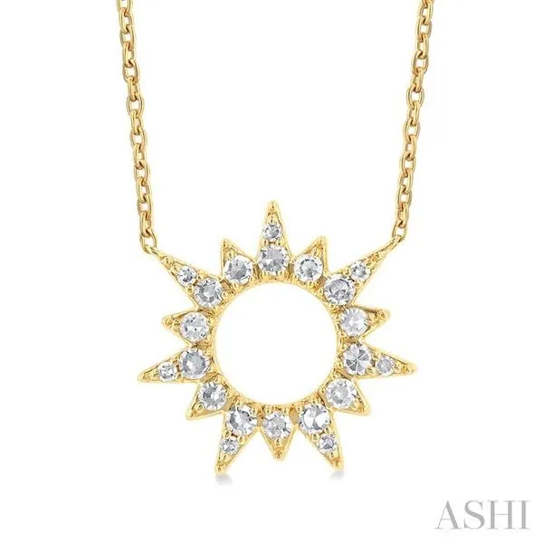 1/5 Ctw Sunburst Round Cut Diamond Fashion Pendant With Chain in 10K Yellow Gold Hart's Jewelers Grants Pass, OR