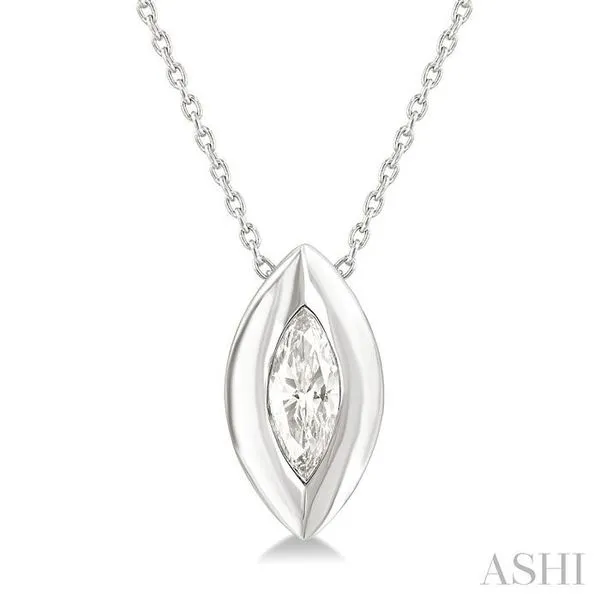 1/3 Ctw Bezel Set Marquise Cut Diamond Bubble Fashion Pendant With Chain in 14K White Gold Hart's Jewelers Grants Pass, OR