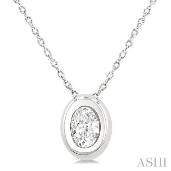 1/3 Ctw Bezel Set Oval Cut Diamond Bubble Fashion Pendant With Chain in 14K White Gold Hart's Jewelers Grants Pass, OR