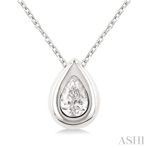 1/3 Ctw Bezel Set Pear Cut Diamond Bubble Fashion Pendant With Chain in 14K White Gold Hart's Jewelers Grants Pass, OR