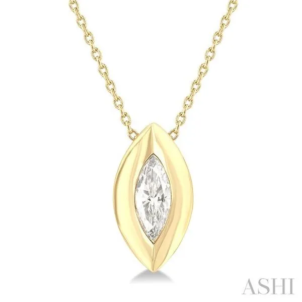 1/3 Ctw Bezel Set Marquise Cut Diamond Bubble Fashion Pendant With Chain in 14K Yellow Gold Hart's Jewelers Grants Pass, OR
